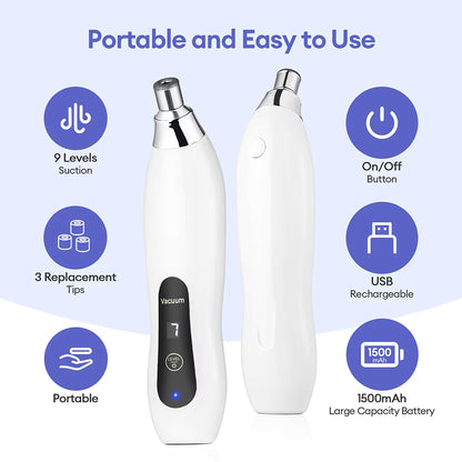 3-Tip Portable Diamond Microdermabrasion & Vacuum Blackhead Remover